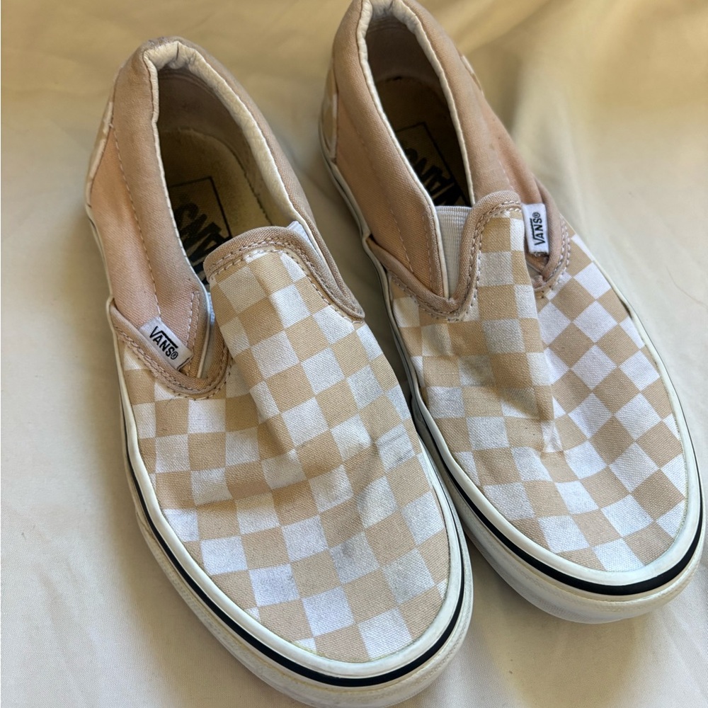 Vans kids Classic Slip-On Checkerboard Sneakers - Beige & White